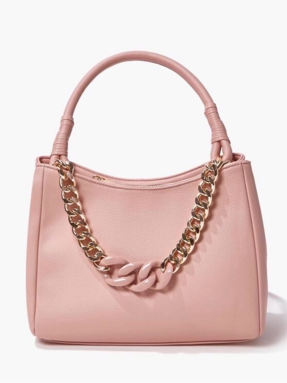 Forever 21 Women’s Pink Chain-Accent Shoulder Bag
